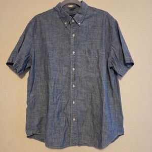 J.Crew Men’s XL Short Sleeve Button Down Shirt Navy Blue Chambray Casual Summer